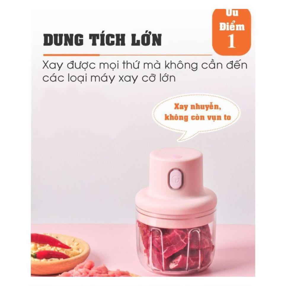 [SỈ- RẺ ] [Máy Xay Ăn Dặm cho Bé] Máy Xay Rau Củ Tỏi Ớt,Hành,Thịt Mini Tự động sạc pin, đa năng Tiện Dụng