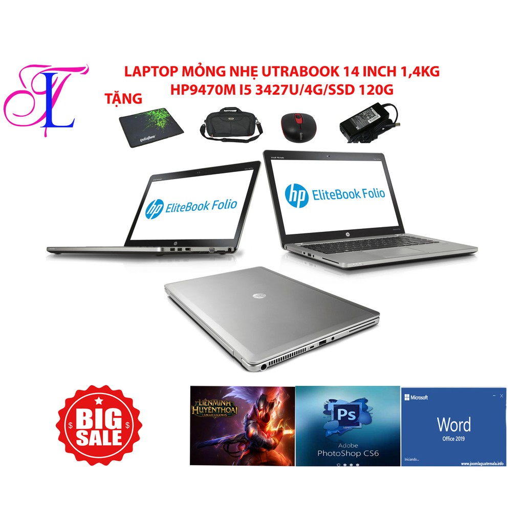 Laptop folio 9470m core i5 3327u ram 8g ổ ssd 256g ultrabook mỏng nhẹ sang trọng