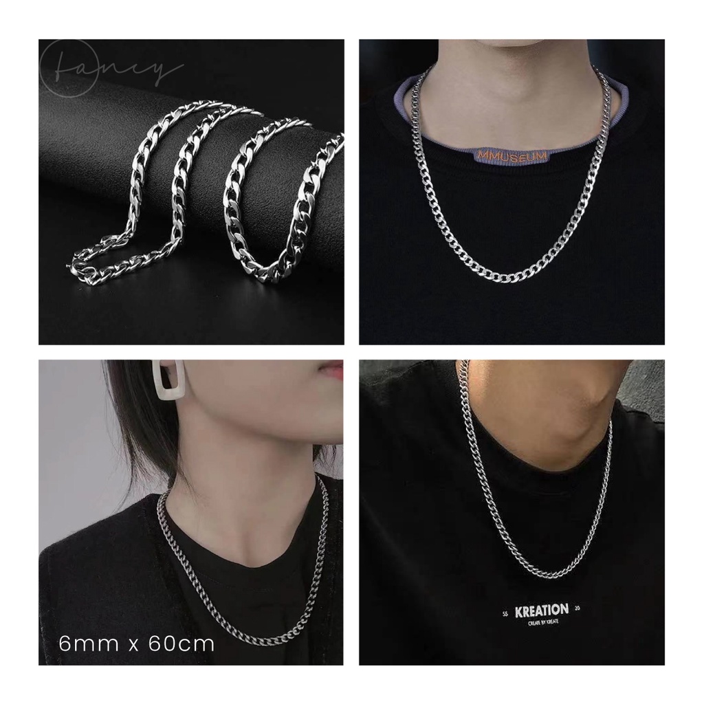 Dây chuyền nam nữ inox màu bạc không gỉ unisex. Vòng cổ nam nữ đẹp cá tính. Dây chuyền xích nam đẹp ngầu | Fancy
