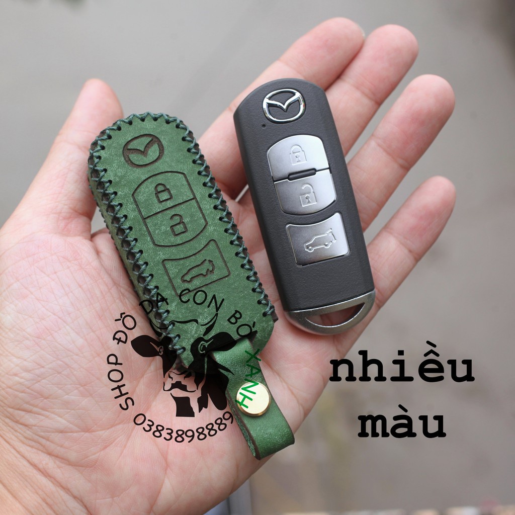 [Xanh lá cây Pueblo] bao da chìa khoá Mazda 2, Mazda 3, Mazda 6, CX5, CX8 handmade da thật 002