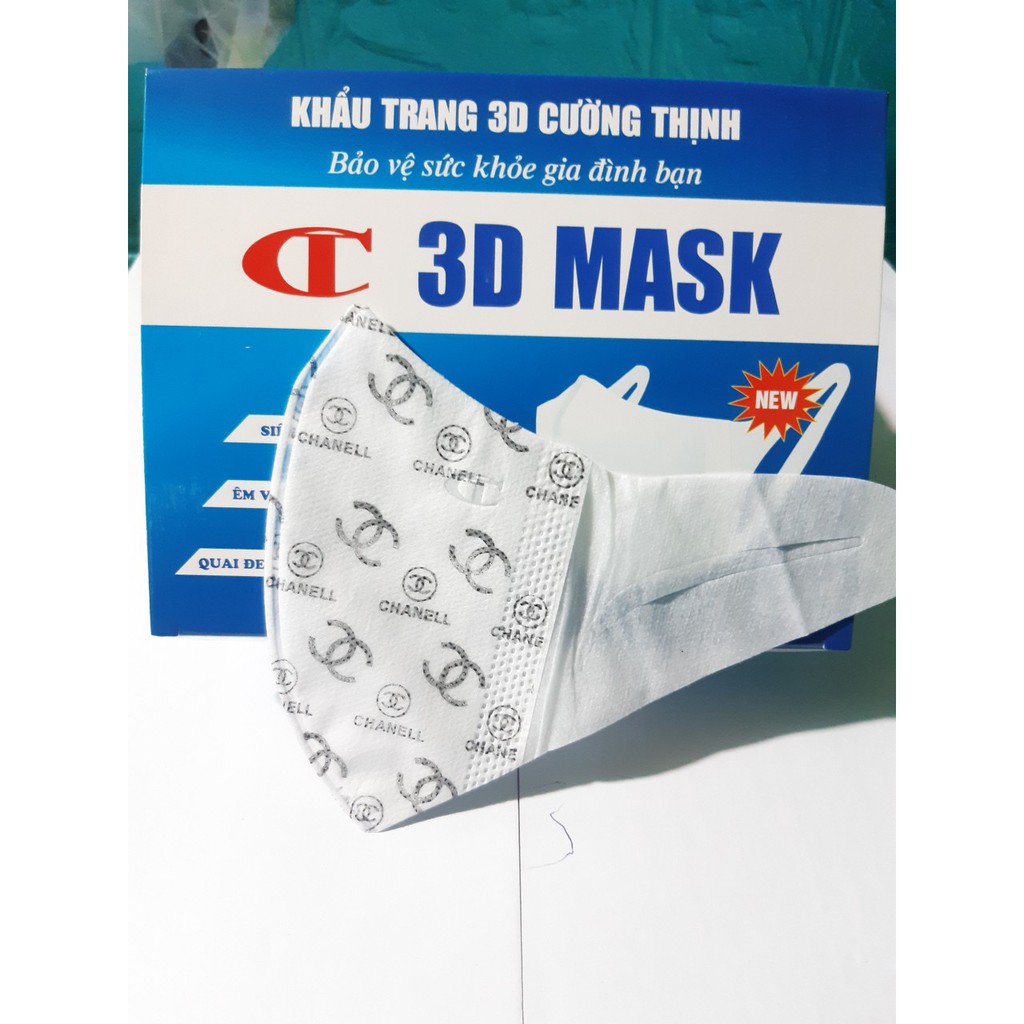 [SIÊU TỐT] Gói 10 Chiếc Khẩu trang 3D Mask Y Tế Cường Thịnh Xuân Lai Họa Tiết Trắng Trơn-LV-Chanell-Louis Vuttion