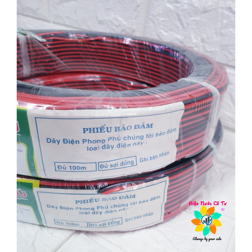 Dây đôi đỏ đen 2x24 2x32 hàn LED, loa, bo mạch điện tử 100% đồng Phong Phú