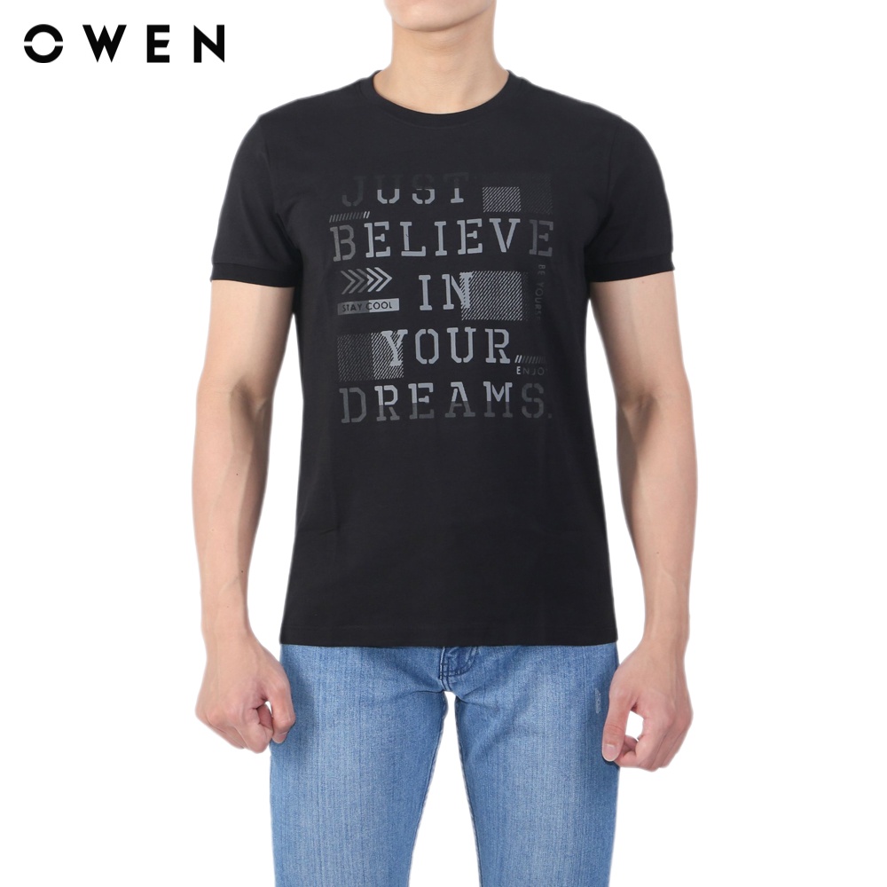Áo Tshirt ngắn tay Nam Owen Cotton Slim Fit Đen - TSN23657