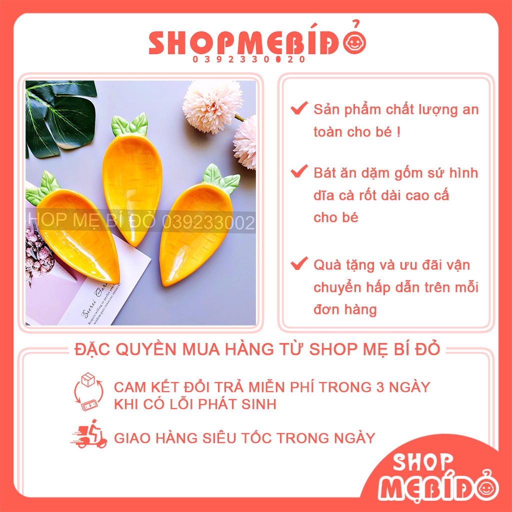 Bát Ăn Dặm Gốm Sứ Hình Dĩa Cà Rốt Dài Cao Cấp Cho Bé Shop Mẹ Bí Đỏ