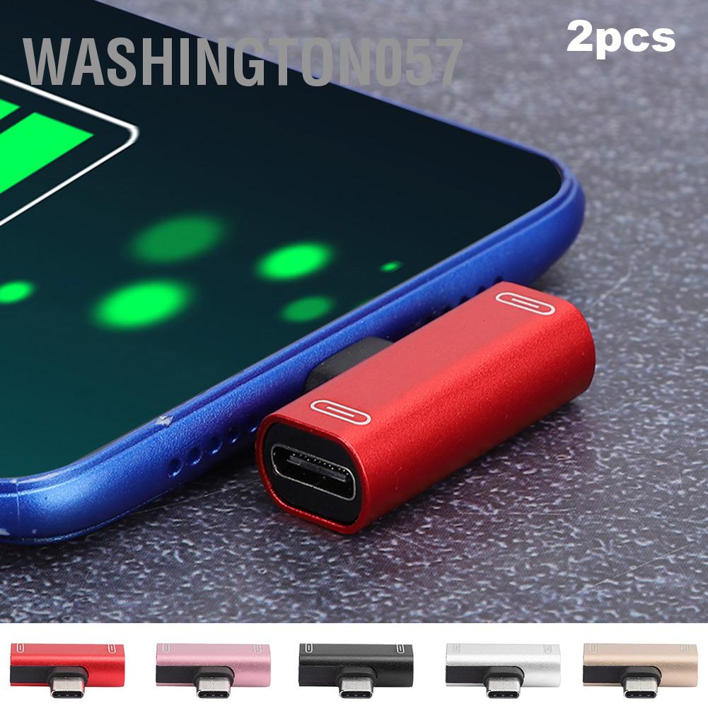 Washington057 2PCS Type‑C Converter Splitter Dual 2 In 1 to Headphone USB Audio Charger Adapter