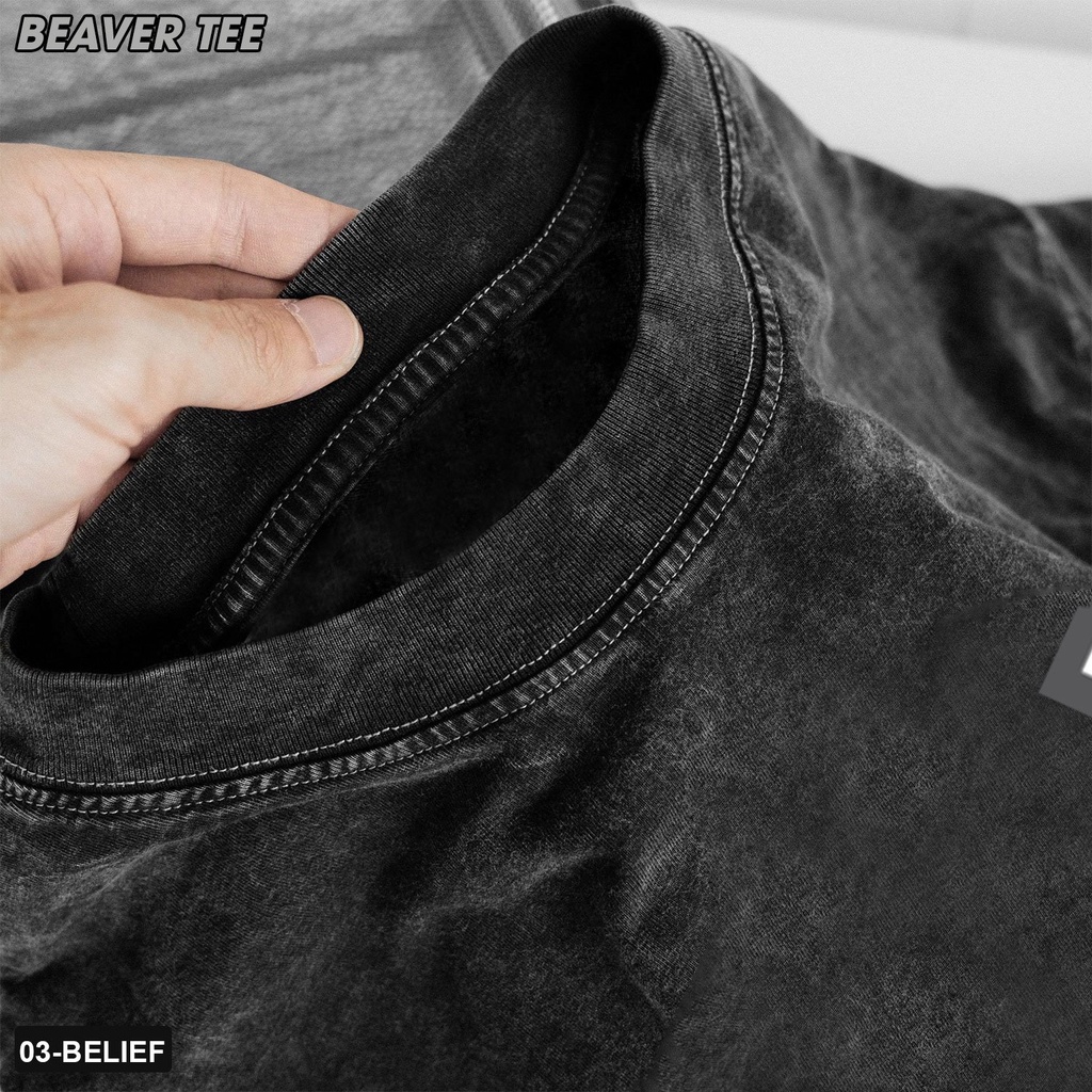 Áo thun wash REVISION Unisex nam/nữ Cotton form rộng BEAVER TEE