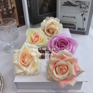Bông Hoa Hồng Mẫu Đơn Cánh Xoăn Lụa Giả Mơ Bơ Nhiều Màu - Hoa Khô Loại 9/10cm Phù Hợp Làm Đồ Decor, Chụp Ảnh, Phụ Kiện