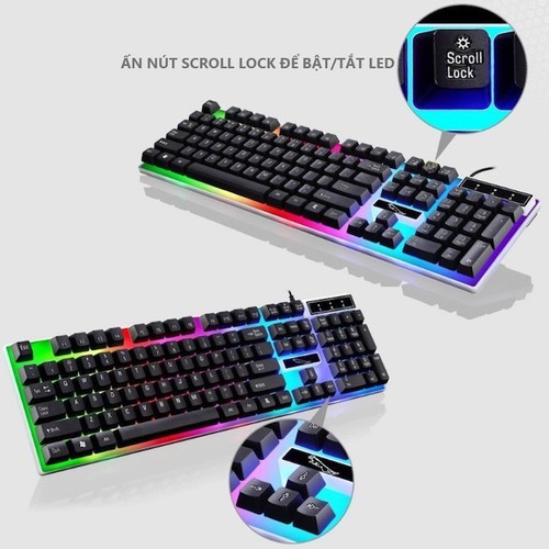 Combo Phím Chuột Gaming Giả Cơ Chuyên Game G21B LED 7 Màu - Bàn phím cho Game Thủ