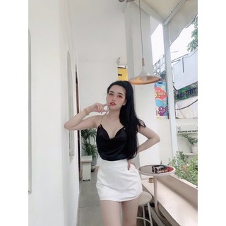 Áo 2 dây phi lụa cổ đổ dây xích khoen tròn cực xinh ☘️☘️☘️g/k