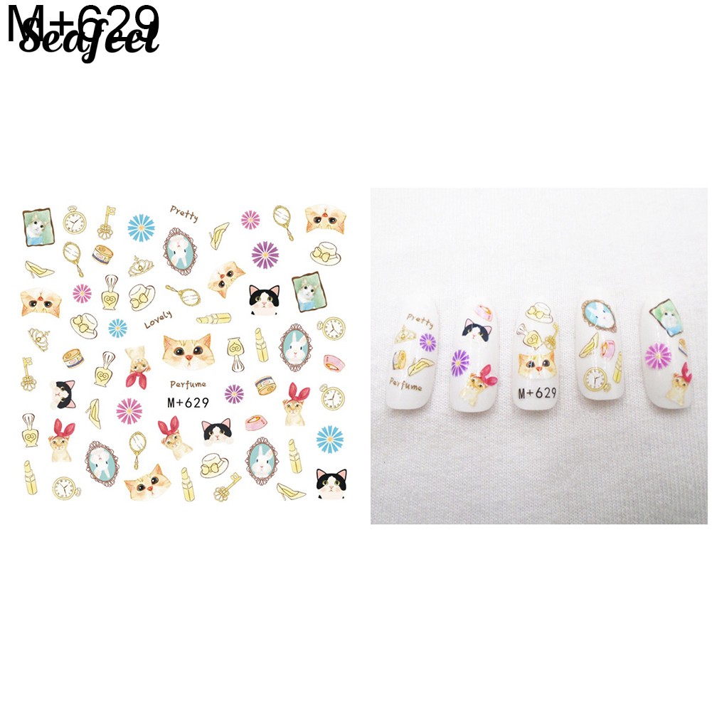 SF Animal Heart Star Bee Flower Nail Sticker Water Transfer Art Decor
