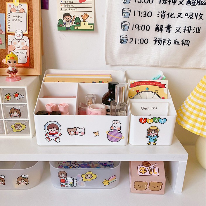Kệ lưu trữ,Hộp lưu trữ,hộp bút để bàn ký túc xá sinh viên mỹ phẩm hộp đựng tăm bông bông K2