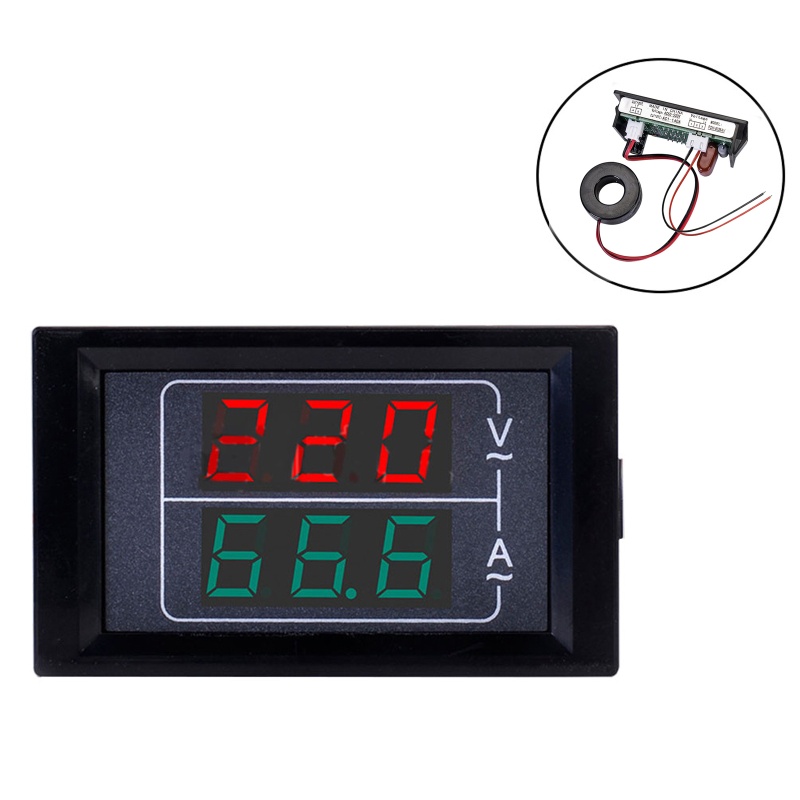 Vôn Kế Kỹ Thuật Số Mini AC50-500V Màn Hình LED Hiển Thị