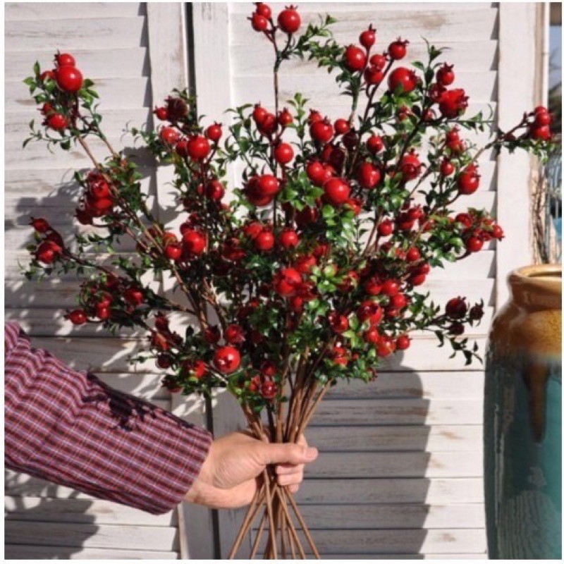 👉 Cành Quả Lựu Phú Quý Tài Lộc Trang Trí Dài 60cm