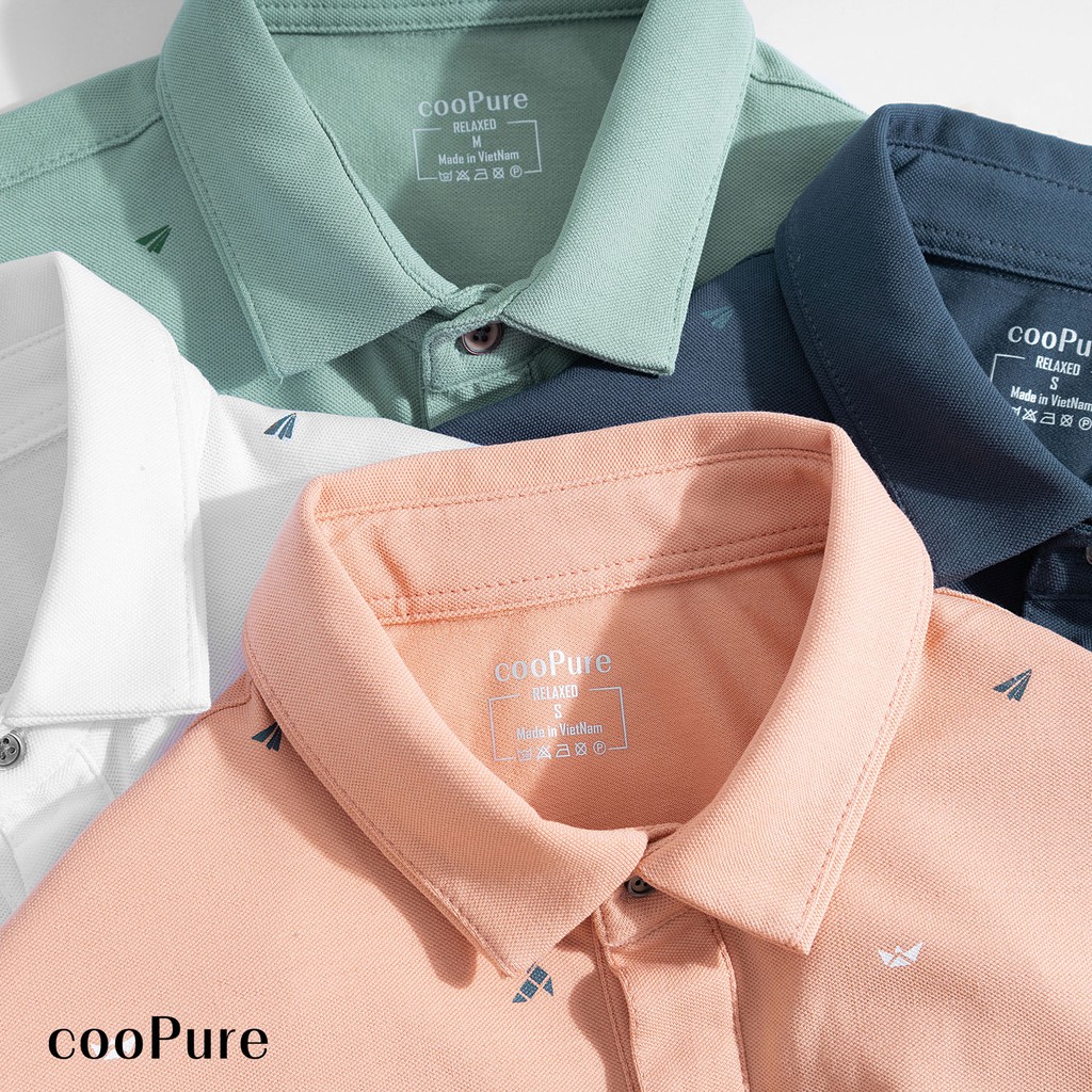 Áo thun polo nam cooPure màu cam, vải Polo stretchy fiber crossword, thiết kế trang nhã NO.1825 (5 màu)