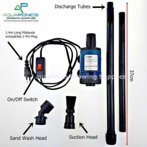 Máy Hút Vệ Sinh Hồ Cá Điện Tích Hợp Đầu Bơm Sobo BO-028 - Hàng Công Ty - hút cặn bẩn đáy bể, vệ sinh bể cá