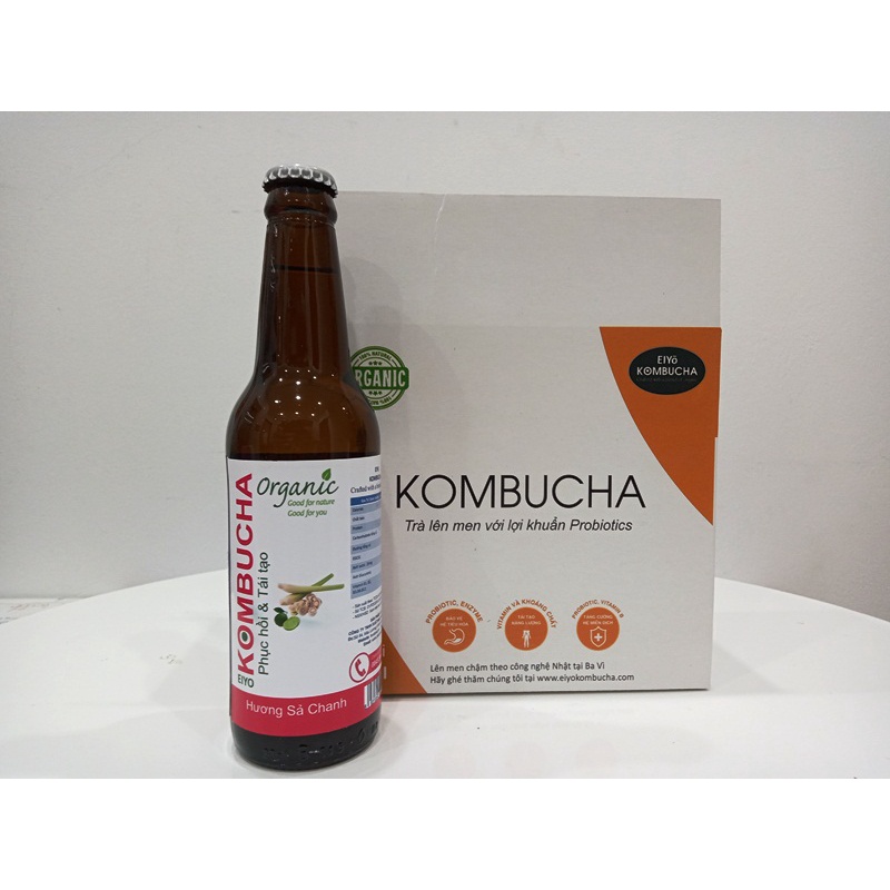 TRÀ KOMBUCHA ORGANIC -  HƯƠNG SẢ CHANH (Thùng 6 CHAI).