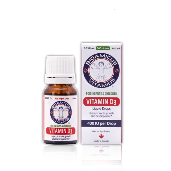 Bioamicus Vitamin D3 Nhập Khẩu Chính Hãng - Tăng khả năng hấp thu canxi cho xương chắc khỏe, chống còi xương