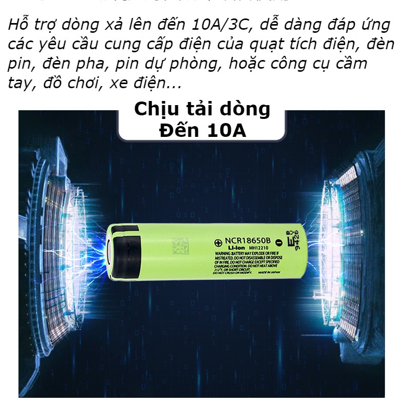 Cell pin Panasonic 18650 li-ion dung lượng khủng 3400 MAH bao check made in Japan (pin màu xanh lá)