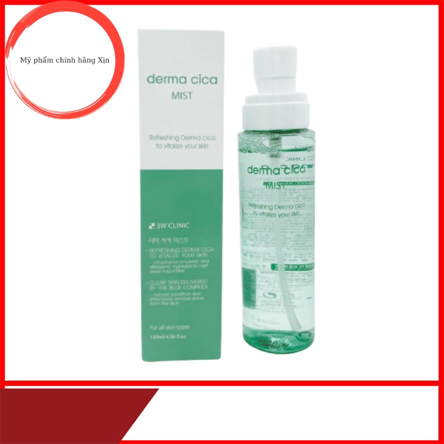 Xịt khoáng tinh chất rau má DERMA CICA MIST 3W CLINIC Hàn Quốc