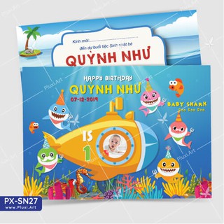 [Combo] Thiệp thôi nôi –  Sinh nhật Baby shark Pluxi (PX_SN27)