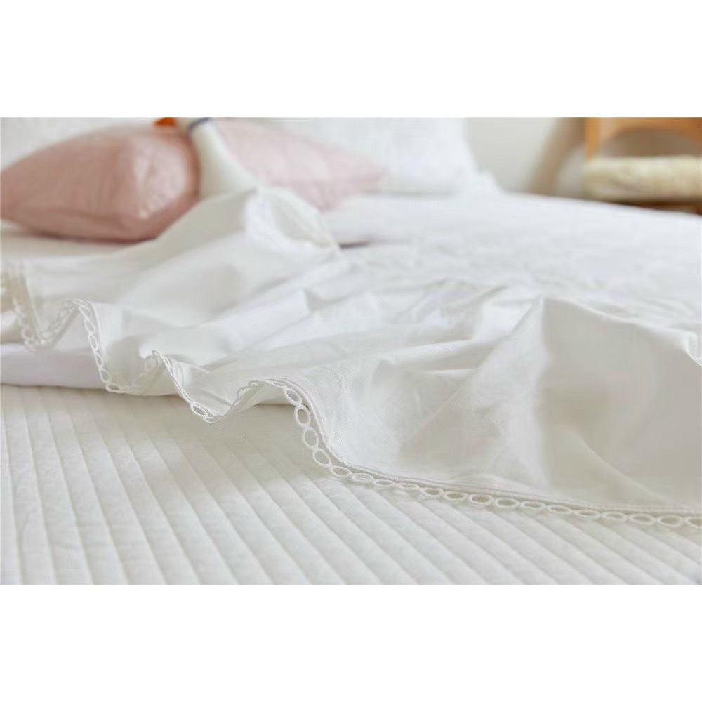 (Loại 1) Tấm trải phủ đệm chất liệu Cotton lụa trần 3 lớp cao cấp, an toàn êm ái