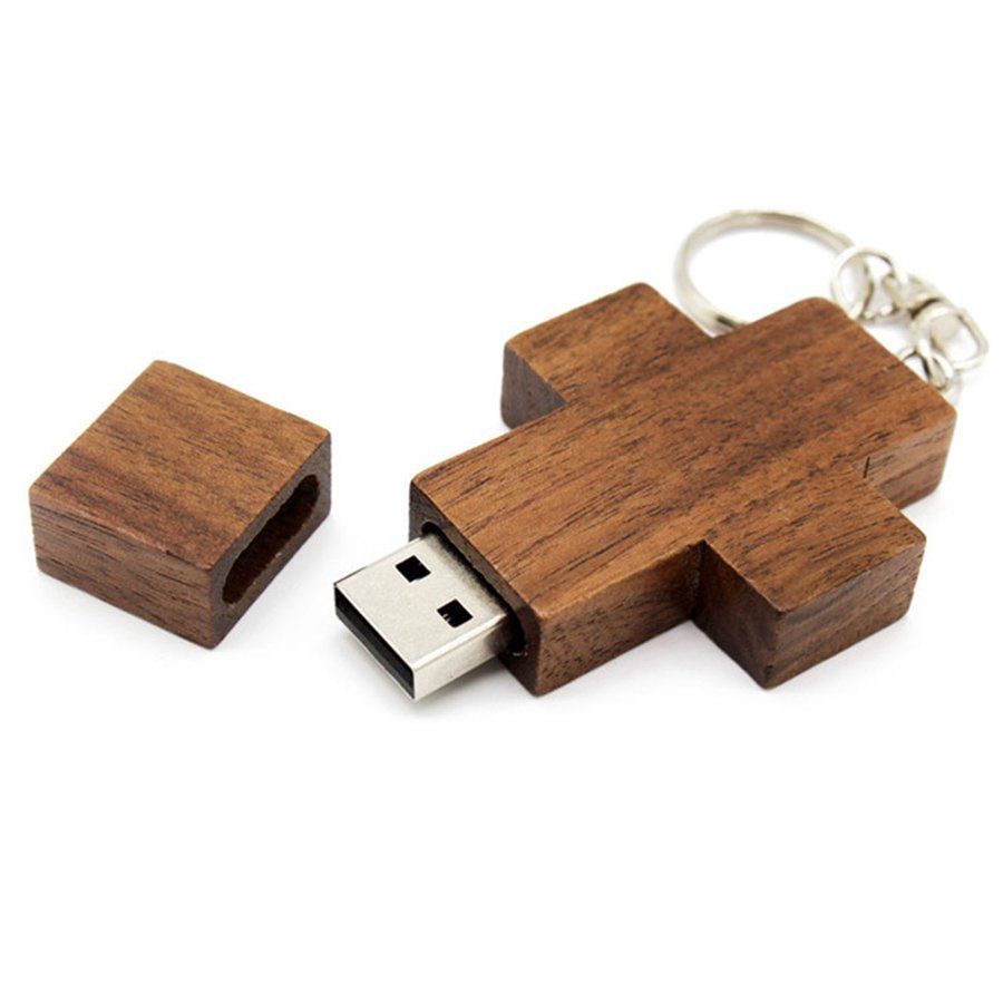 Đĩa USB 2.0 Flash vỏ gỗ hình thập tự giá tiện lợi