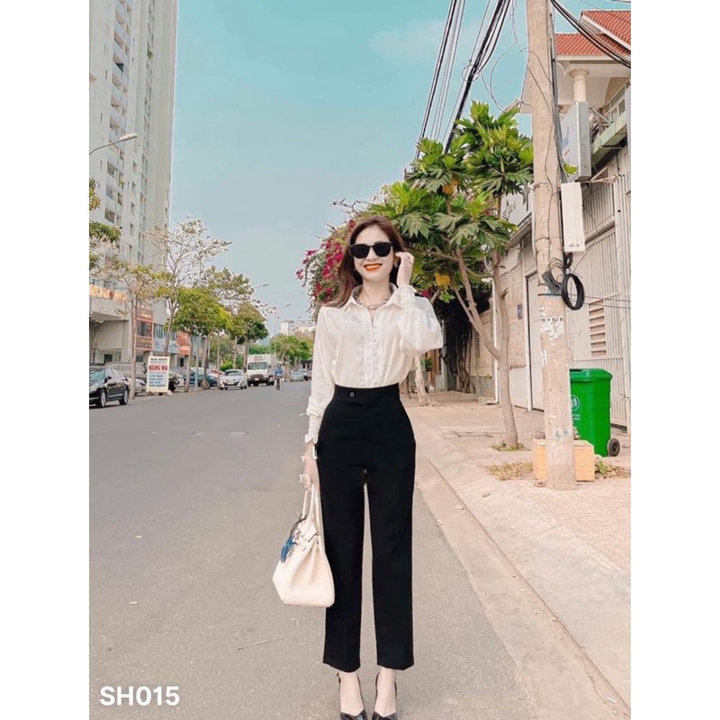 Set quần tây đen công sở + áo somi trắng bo tay, 3 size , đi làm đi chơi đều đẹp ❤️ KÈM HÌNH THẬT SHOP CHỤP SÀN