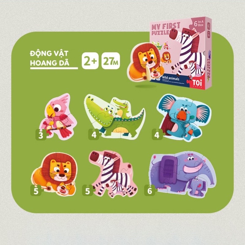 Bộ XẾP HÌNH PUZZLE ĐẦU ĐỜI cho bé 2+ My first puzzle nhiều chủ đề đồ chơi thông minh ghép hình chính hãng TOI