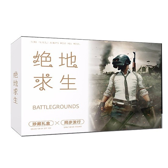 (80) Hộp quà tặng anime Pubg bìa vàng poster postcard bookmark banner huy hiệu thiếp ảnh dán album ảnh anime chibi