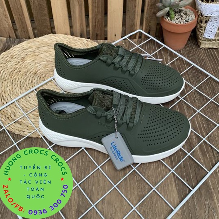 GIÀY NHỰA CROCS LITERIDE PACER CHO NAM MÀU XANH RÊU FULL BOX