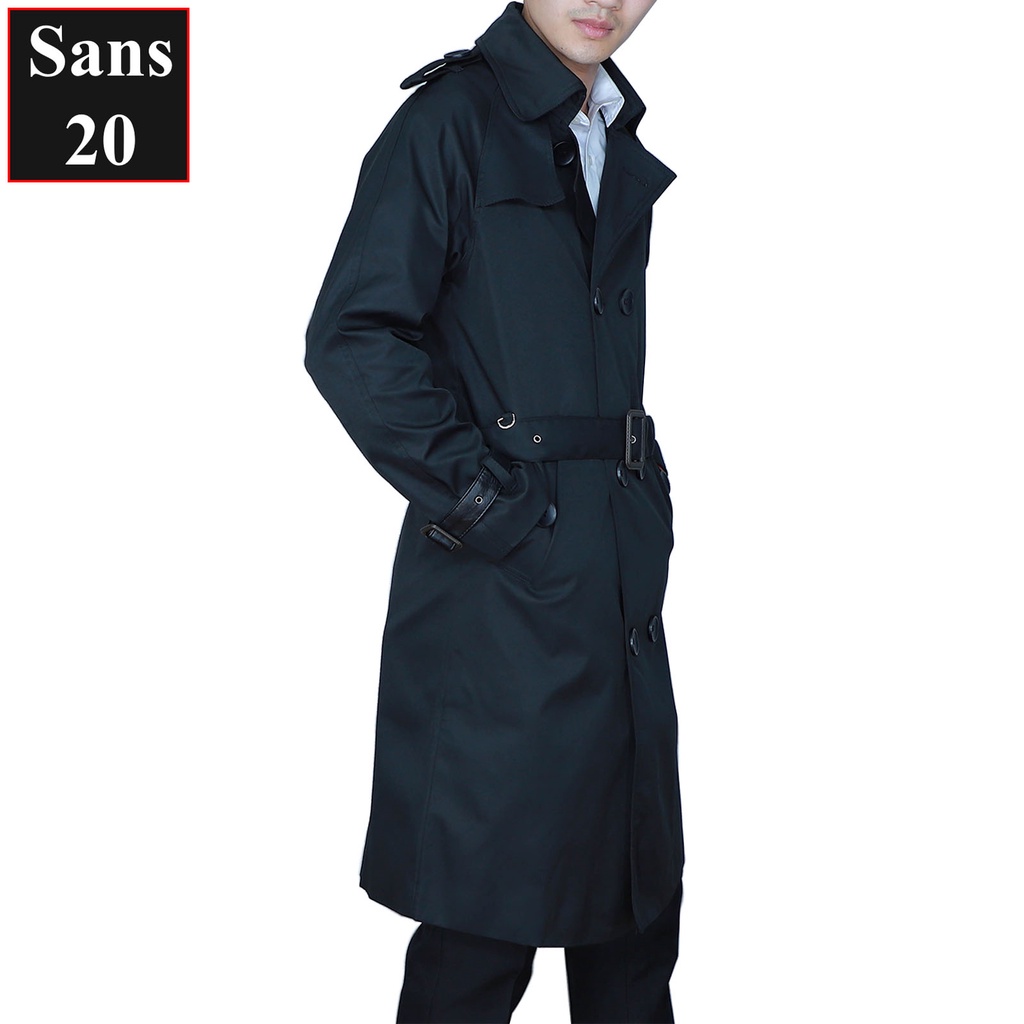 Áo khoác kaki nam dáng dài Sans20 măng tô cao cấp khaki kèm đai mangto hàn quốc trench coat men bigsize 80KG 2XL 3XL 4XL
