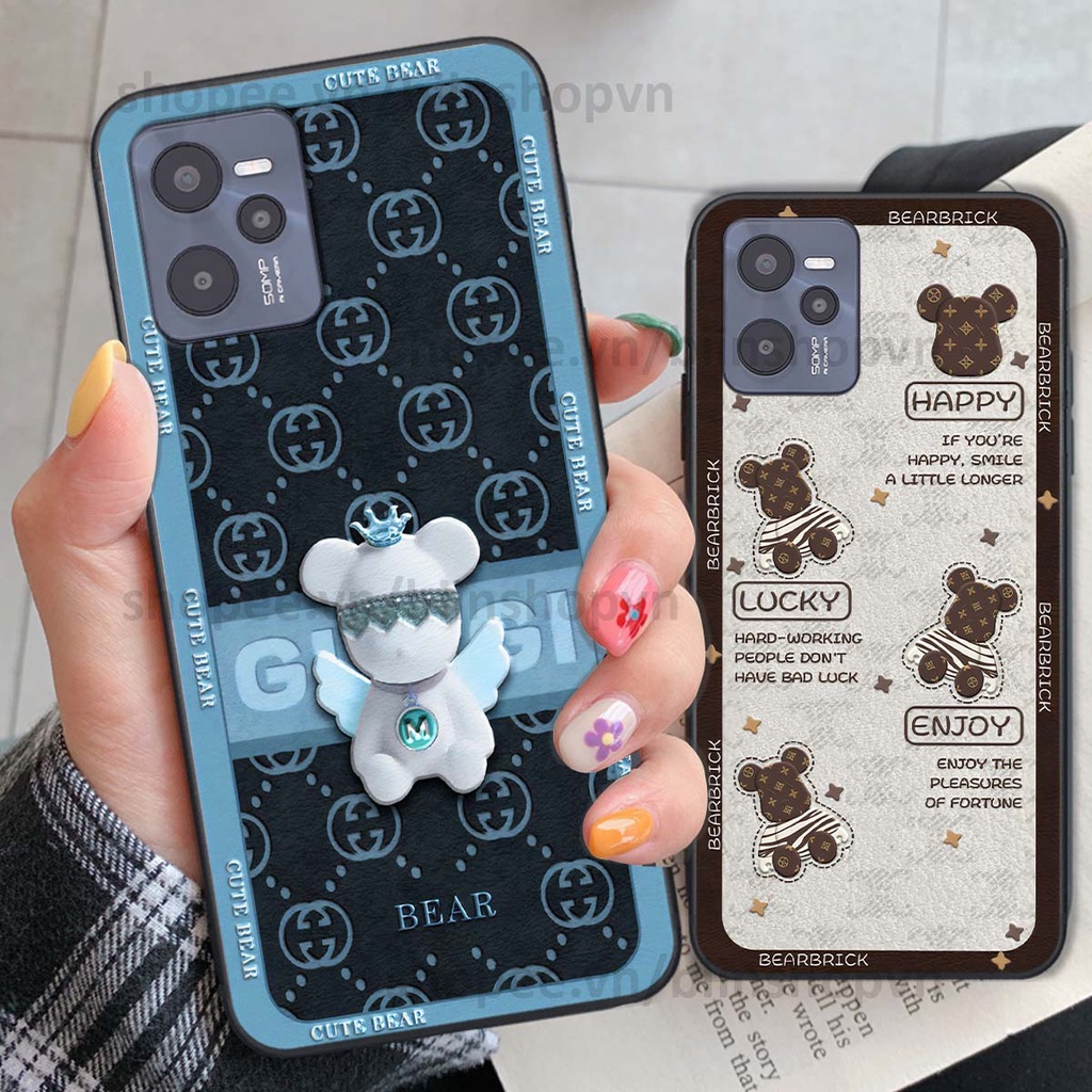 Ốp Realme C35 hình gấu bear brick đẹp độc lạ, thời trang, cá tính