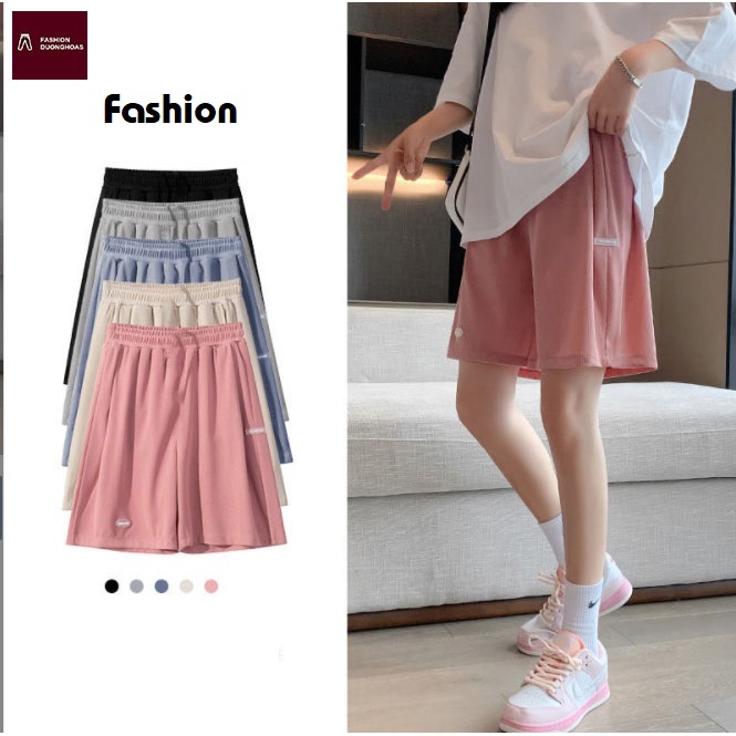 Quần short nữ đùi mặc nhà sooc ngố cạp chun thun dây co giãn in chữ hàng đẹp Q238
