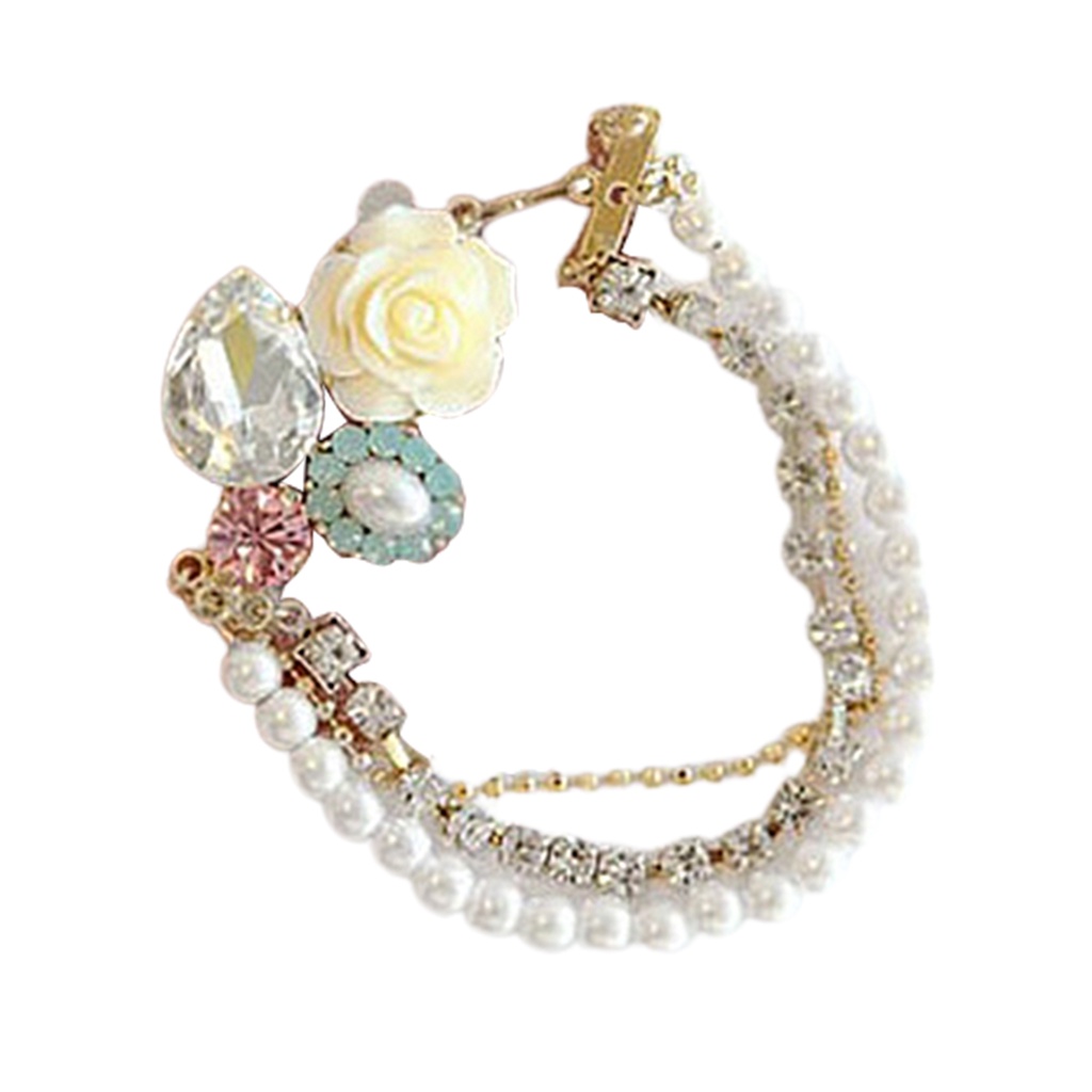 Vòng đeo tay đính ngọc trai và đá giả sang trọng thời trang dành cho nữ