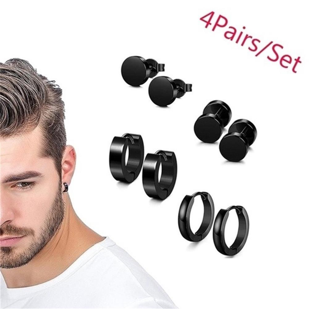 4 Đôi Khuyên Xỏ Cơ Thể Bằng Thép Màu Đen Phong Cách Gothic