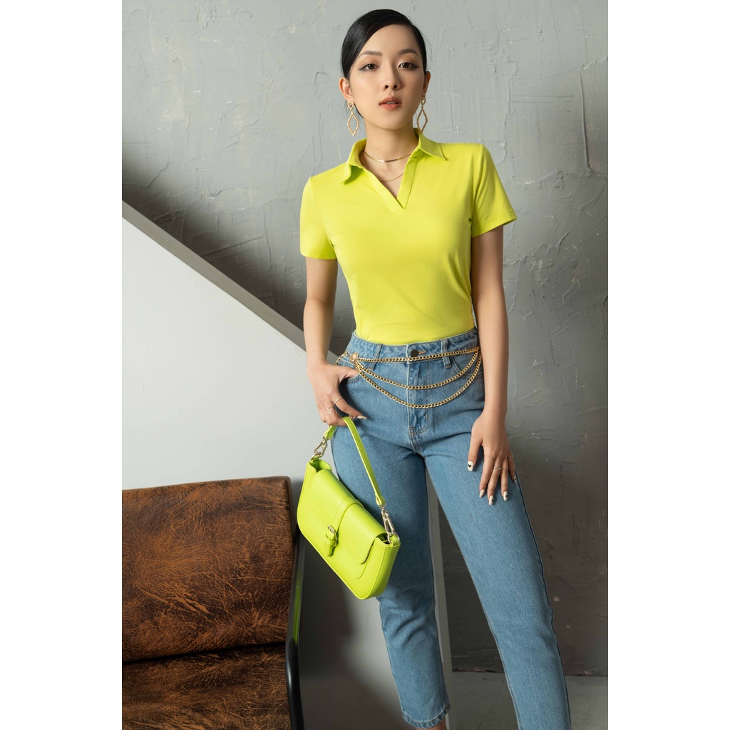 Áo thun MECIA  AT017-01 Áo thun cổ polo mở V