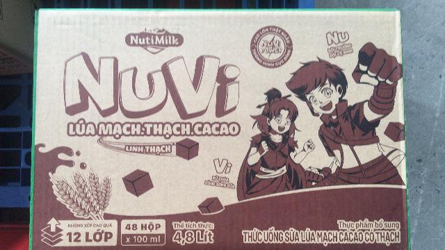 Thùng 48 hộp Nutifood NuVi Thức uống Sữa Lúa mạch Cacao Có Thạch hộp 100ml