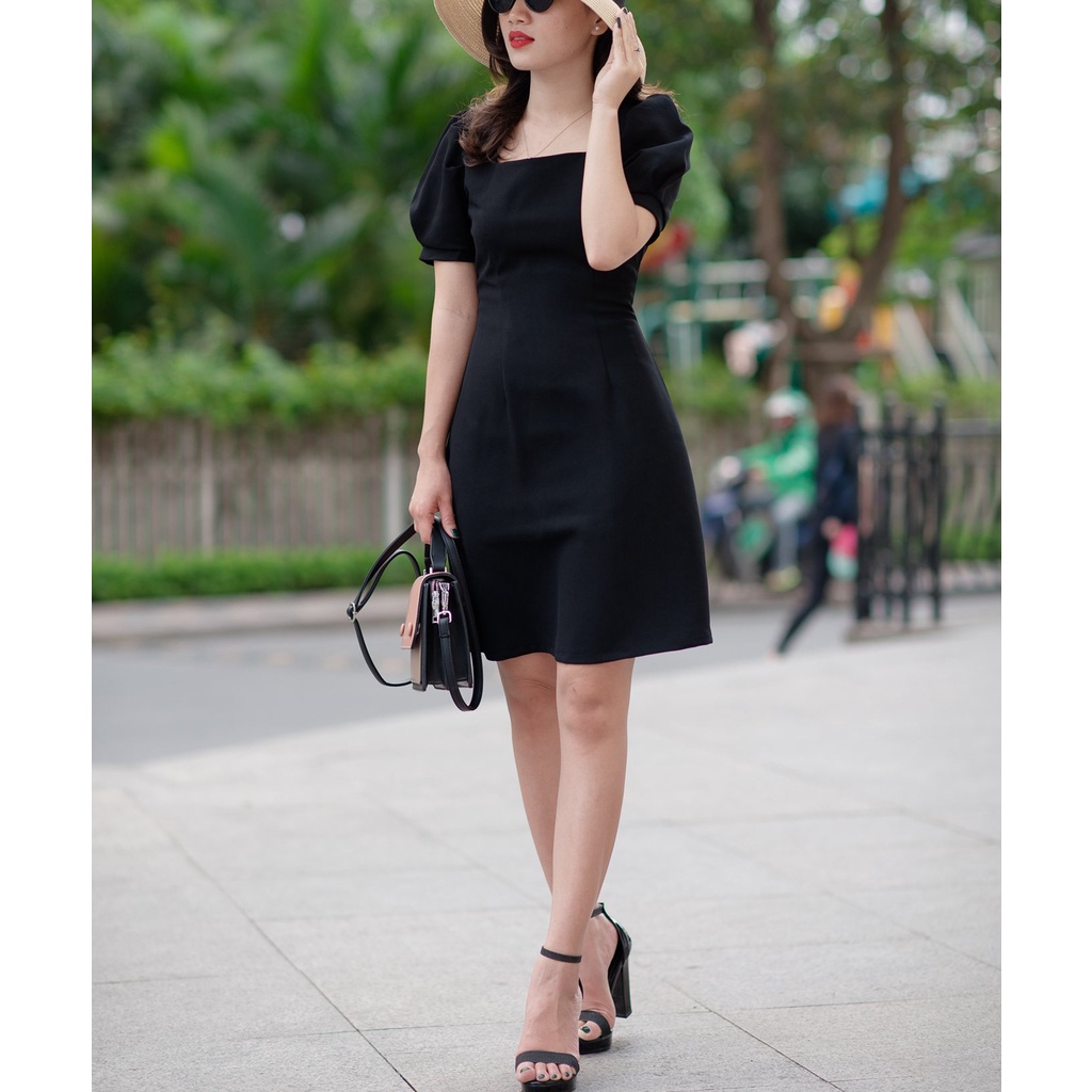 Váy Cổ Vuông, Chất Vải Tuyết Mưa Cao Cấp | BigBuy360 - bigbuy360.vn