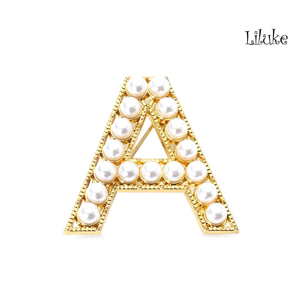 Ghim Cài Áo Hình Chữ Cái Đính Ngọc Trai Giả Thanh Lịch Cho Nữ