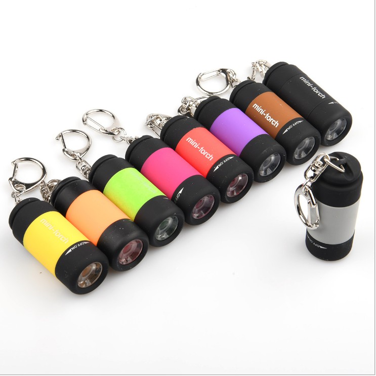 Móc khóa đèn pin NHIỀU MÀU, móc treo chìa khóa đa năng đèn pin có cổng sạc USB
