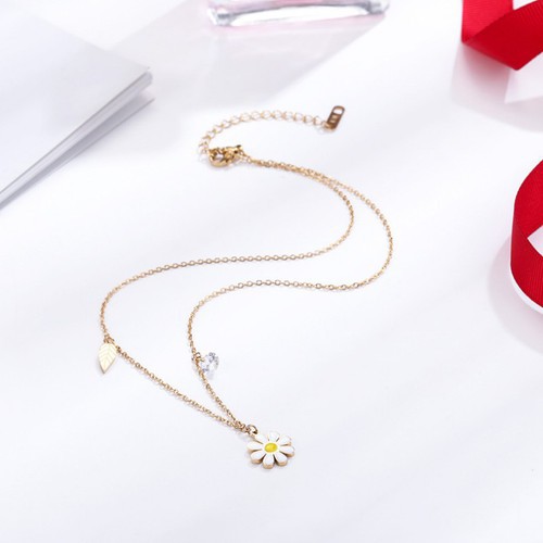 Dây Chuyền Hoa Cúc Trắng Titan Ko Đen TT 3085