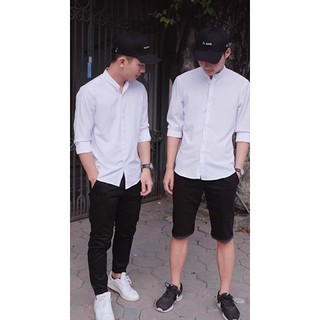 Áo sơ Mi cổ trụ Nam Cao Cấp ( Ảnh Thật)