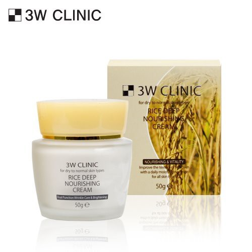 KEM DƯỠNG TRẮNG CHỐNG NHĂN TINH CHẤT SỮA GẠO 3W CLINIC RICE DEEP NOURISHING CREAM