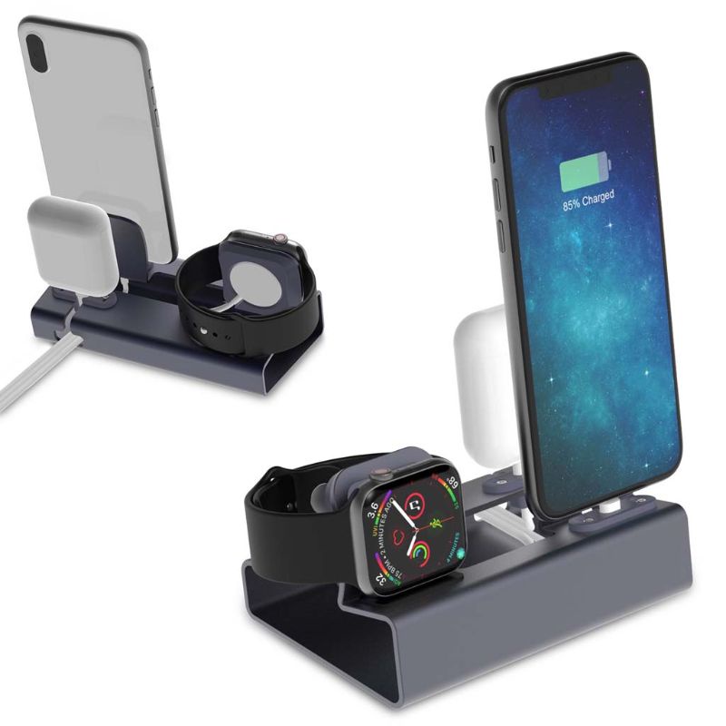 Đế Sạc Bằng Kim Loại 3 Trong 1 Cho Apple Watch Series 1 / 2 / 3 / 4 1 / 2