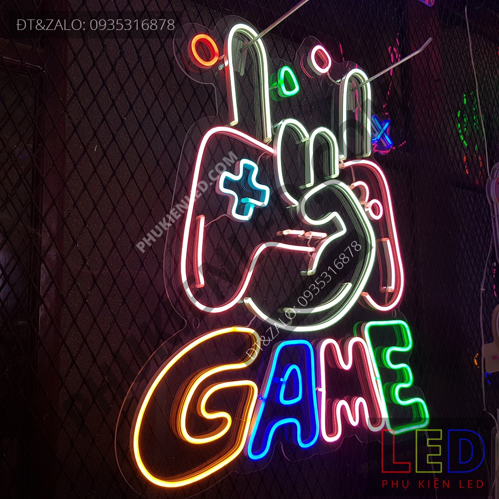 Đèn Led Neon Chữ GAME và Tay Cầm Playstation Nhiều Màu - GAME Playstation LED Neon Sign, Đèn Led Neon Game Trang Trí