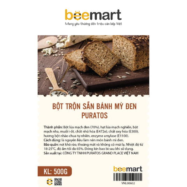 Bột trộn sẵn bánh mỳ đen Puratos 500g