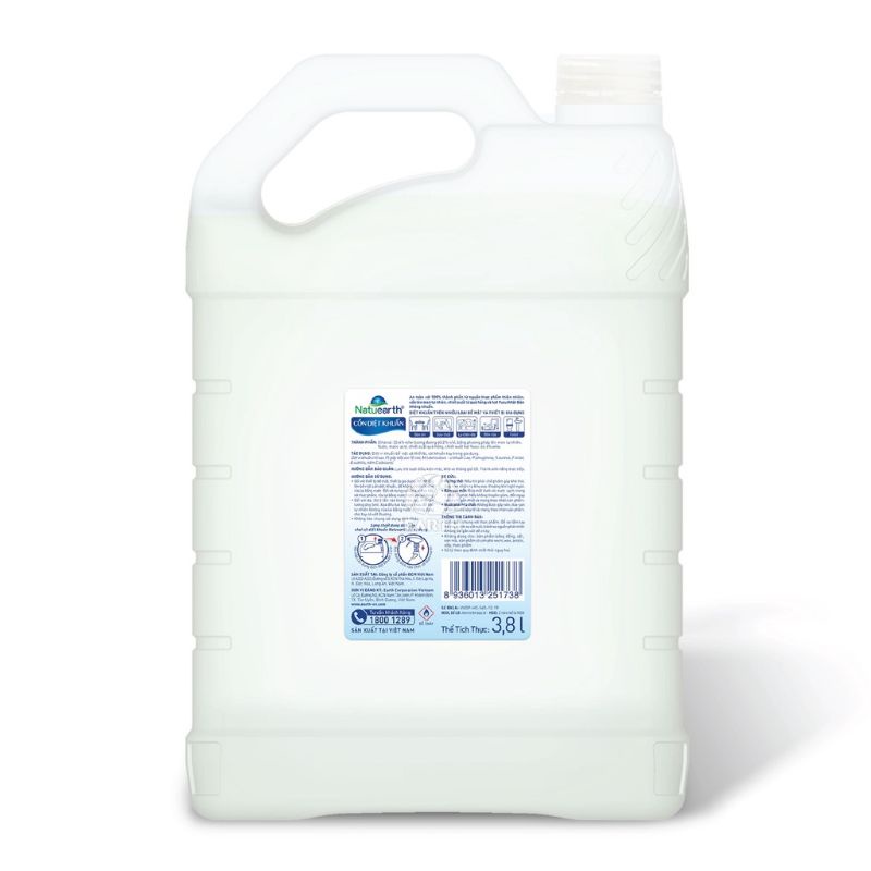 Cồn diệt khuẩn Natuearth Can 3,8kg - Ức chế vi khuẩn SA®s-C0√-2 (Chất lượng Nhật Bản)