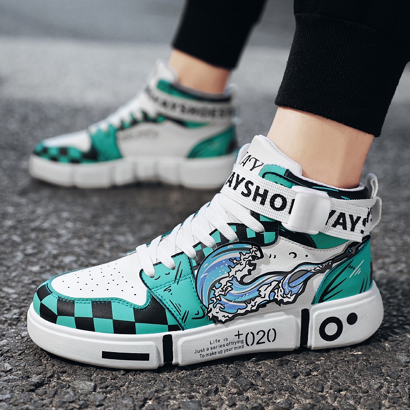 Giày thể thao nam in họa tiết hoạt hình Demon Slayer Tanjirou Kimetsu no Yaiba size 31~44