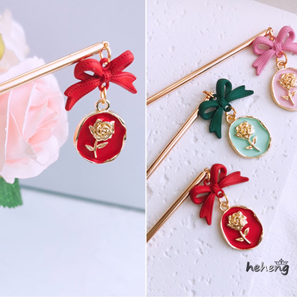 Trâm Cài Tóc Hoa Hồng Bằng Hợp Kim Không Gây Dị Ứng Phong Cách Trung Hoa