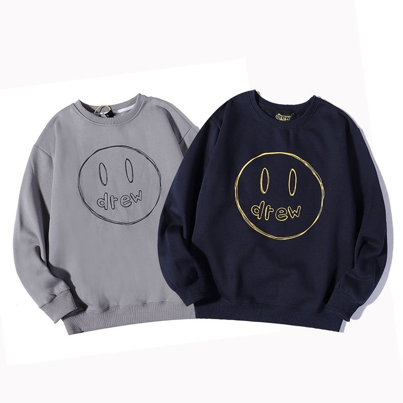 ( Order ) Áo Nỉ Sweater In Hình Mặt Cười Drew Hai Màu Đen Xám
